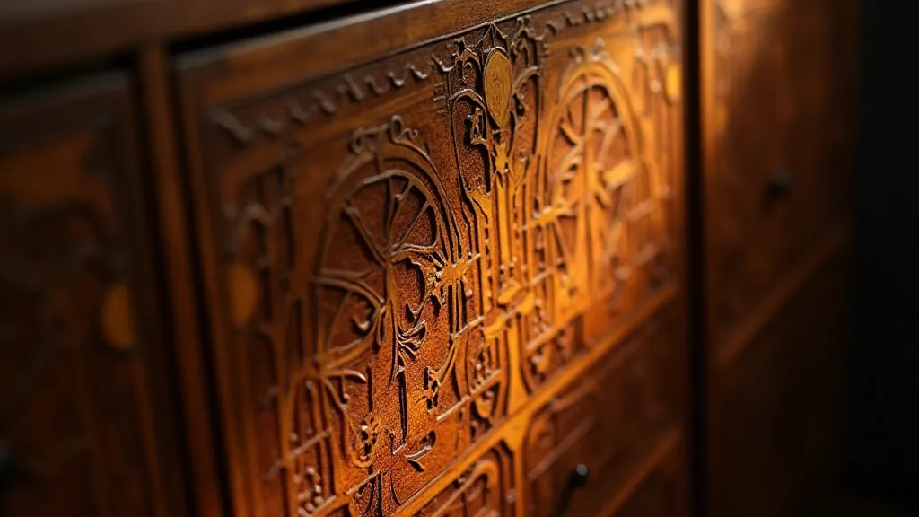 Close-up of Art Deco radio cabinet details