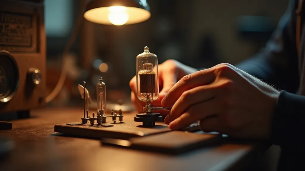 Craftsman soldering a vacuum tube