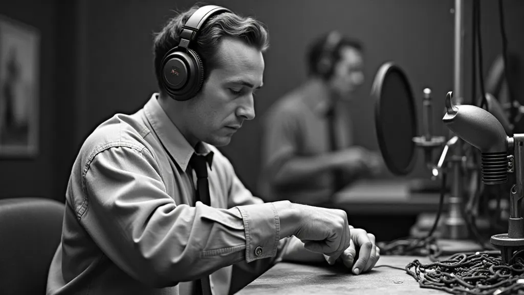Radio sound effects artist creating sounds