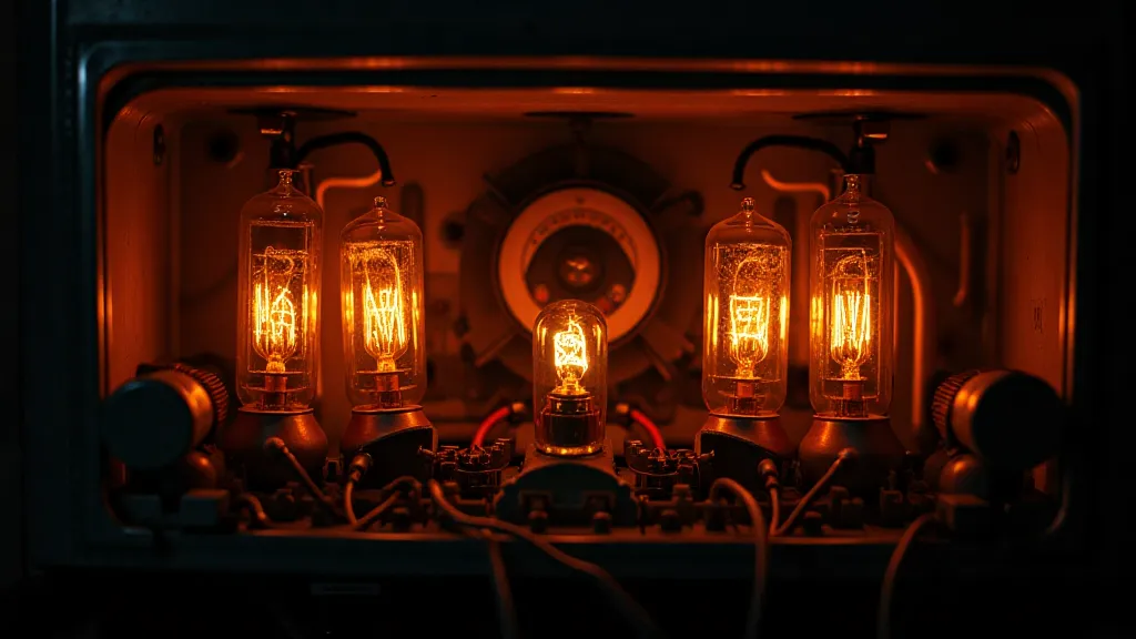 Vintage radio vacuum tubes illuminated