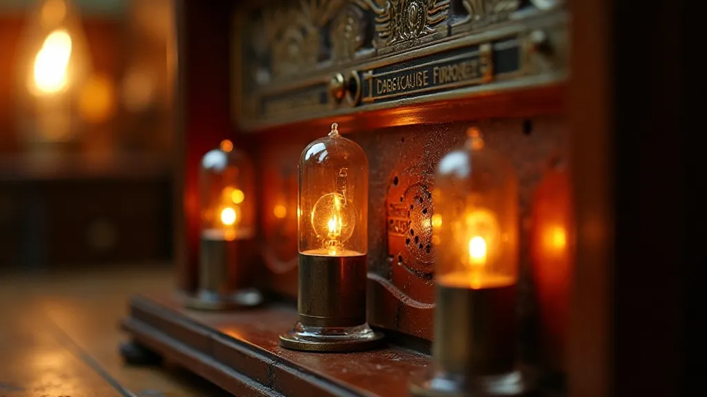 Antique radio vacuum tubes glowing
